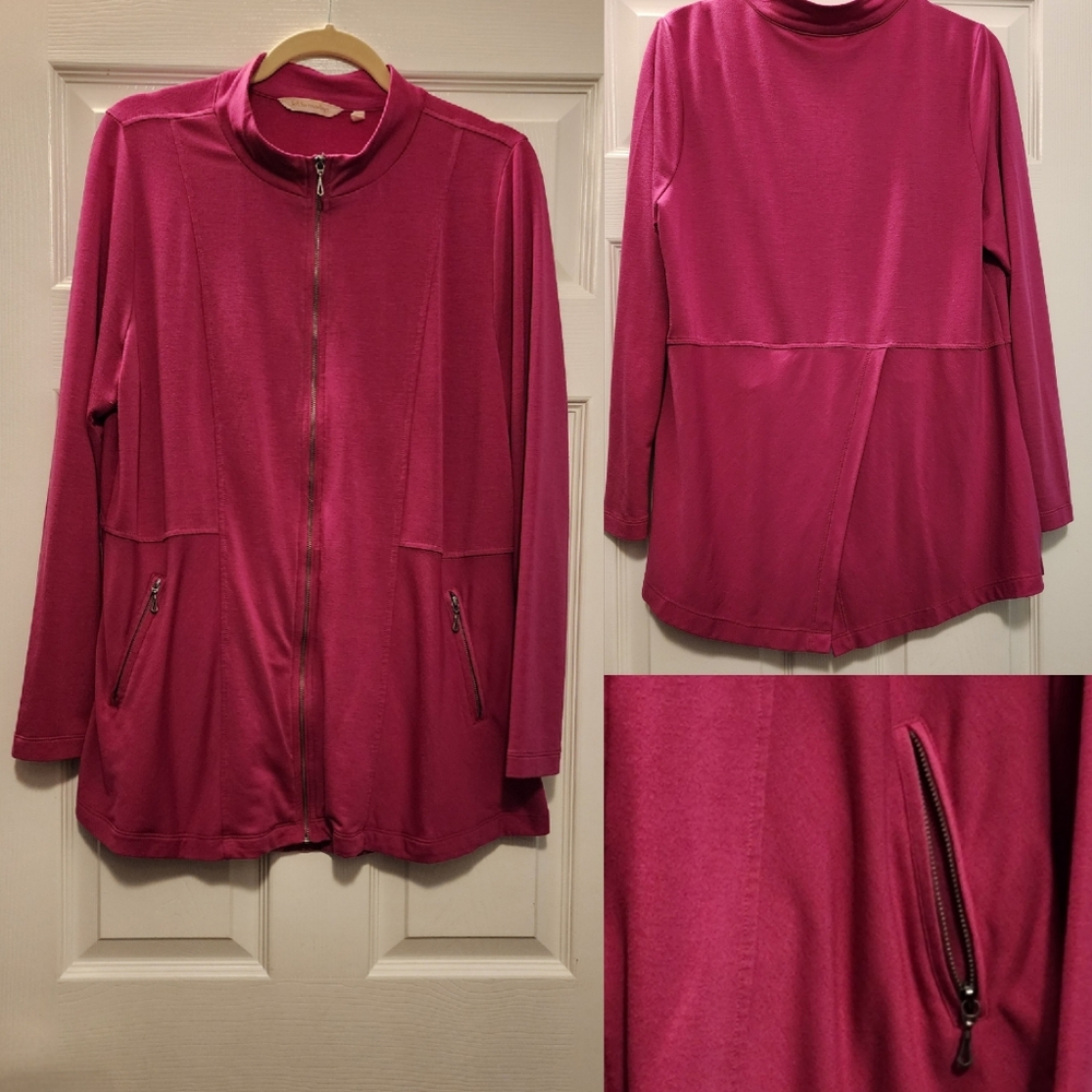 Soft Surroundings ~ Full Zip-Front Jacket ~ Zipper Pockets with Mock-Neck • L
